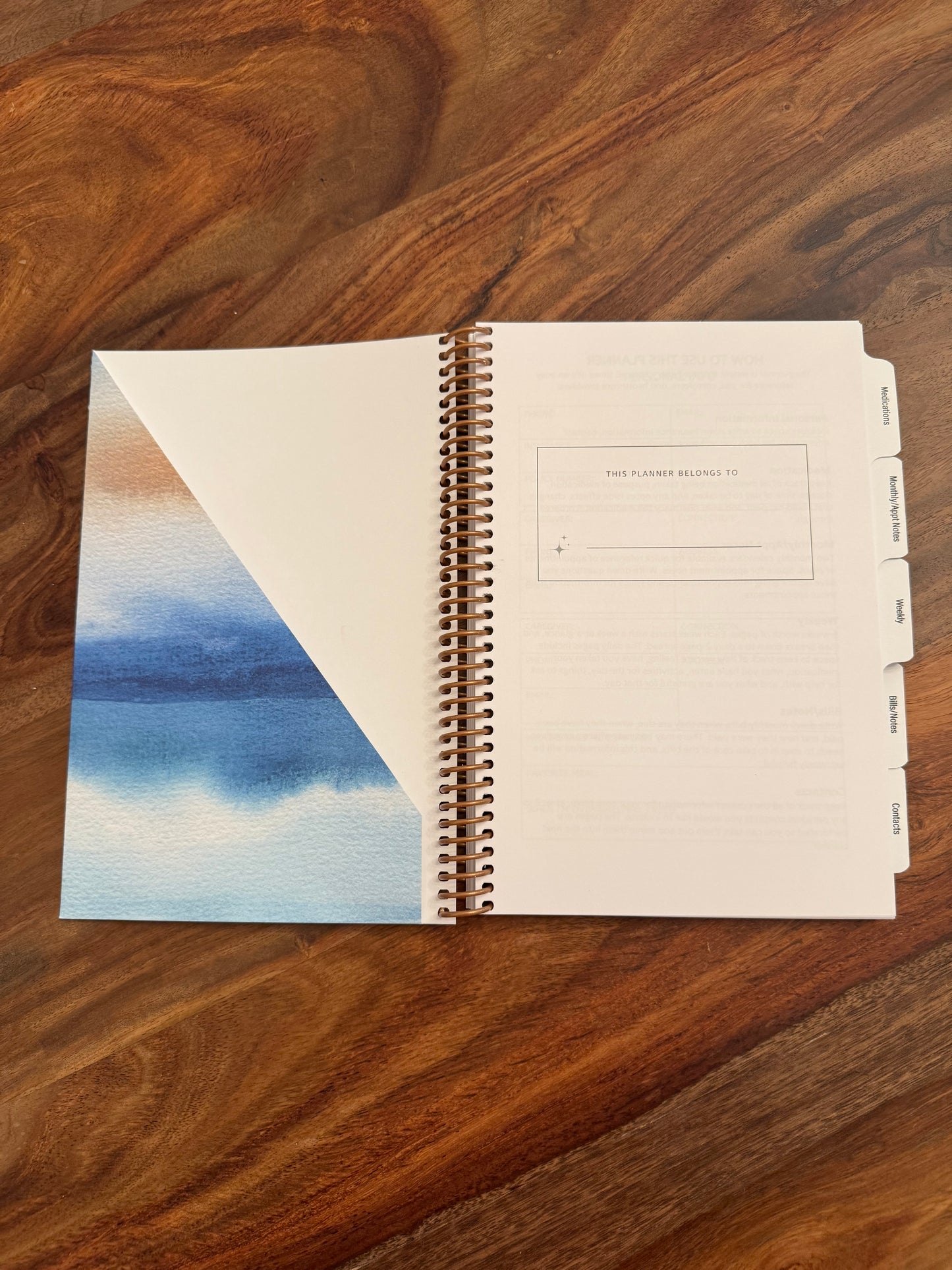 5-week Planner for Patients and Caregivers, Blue Watercolor