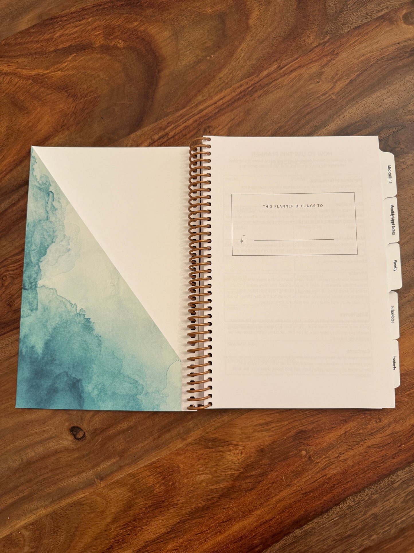 5-week Planner for Patients and Caregivers, Green Watercolor